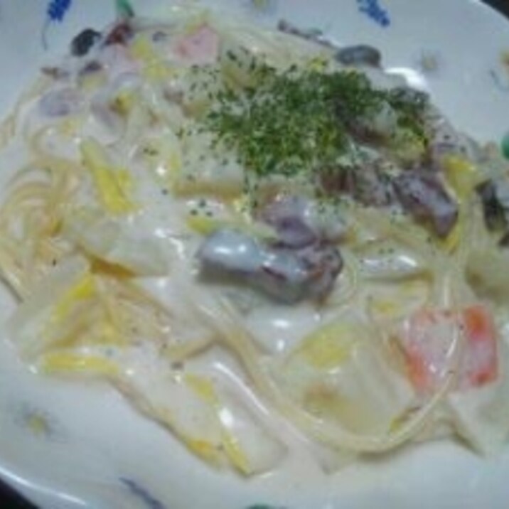 白菜のクリームパスタ